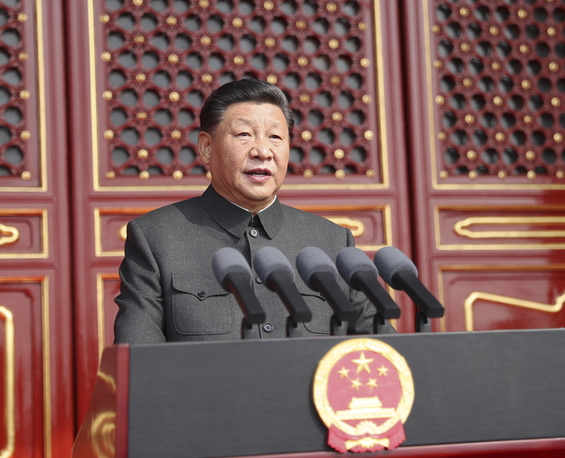10月1日上午，慶祝中華人民共和國成立70周年大會在北京天安門廣場隆重舉行。中共中央總書記、國家主席、中央軍委主席習(xí)近平發(fā)表重要講話。